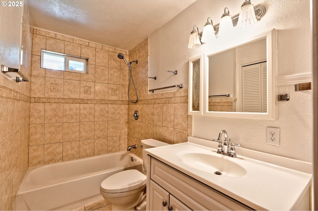 3406 E 12th St, Vancouver, WA 98660 - full bath with a textured wall, vanity, and shower / washtub combination