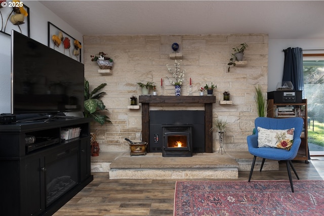 living room featuring dark hardwood / wood-style flooring