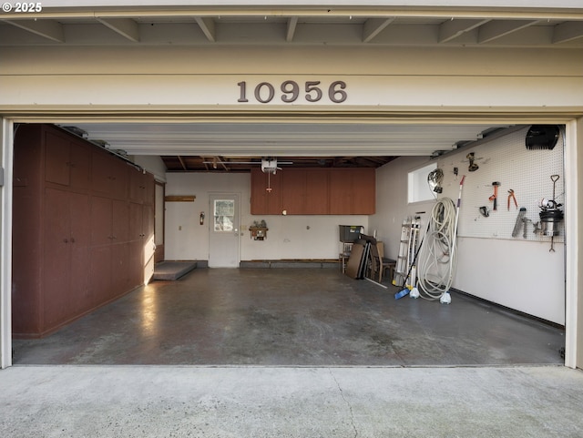 garage with a garage door opener