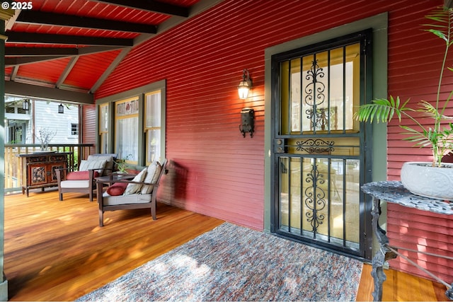 doorway to property with a porch