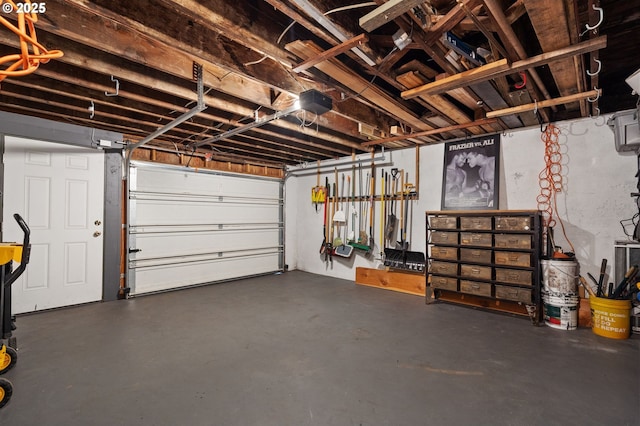 garage with a garage door opener