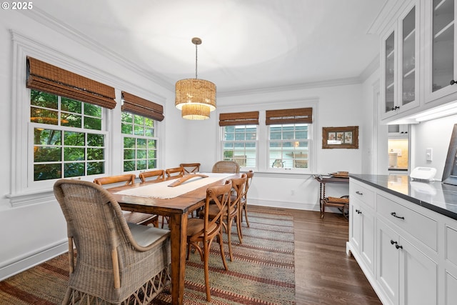 4108 NE 30th Ave Unit A & B, Portland, OR 97211 - dining area with dark wood finished floors, ornamental molding, and baseboards