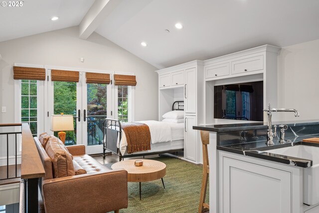 4108 NE 30th Ave Unit A & B, Portland, OR 97211 - bedroom with access to outside, french doors, and recessed lighting