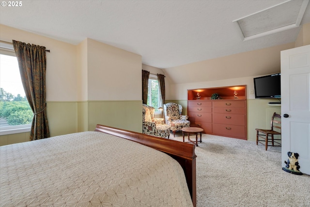 19905 SE Neck Rd, Dayton, OR 97114 - carpeted bedroom featuring attic access and vaulted ceiling