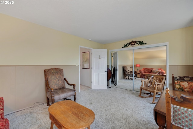 19905 SE Neck Rd, Dayton, OR 97114 - sitting room with carpet floors, a wainscoted wall, and french doors