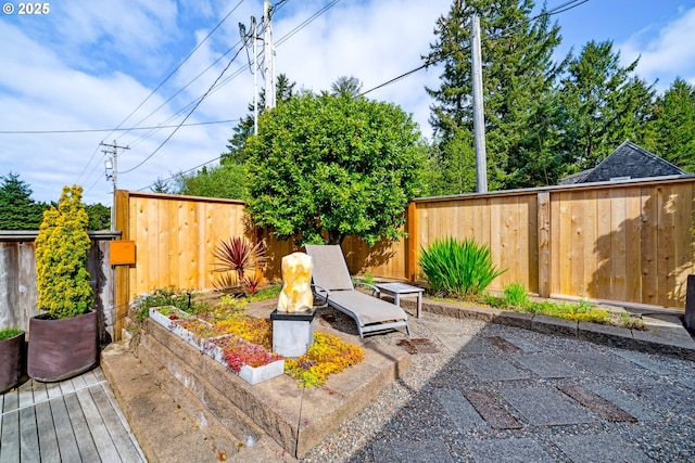 view of patio featuring a fenced backyard