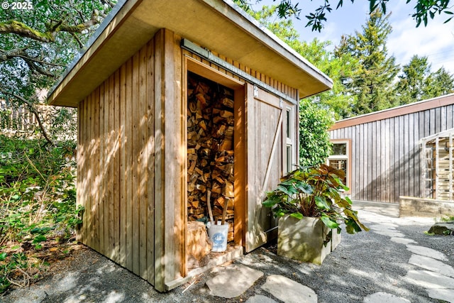 view of shed