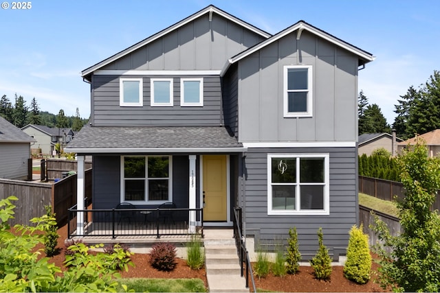 17085 SE Troge Rd, Happy Valley, OR 97086 - view of front of home featuring a shingled roof, board and batten siding, and covered porch