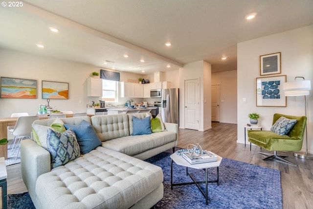 2969 U St, Springfield, OR 97477 - living room featuring dark wood-style flooring, recessed lighting, and baseboards