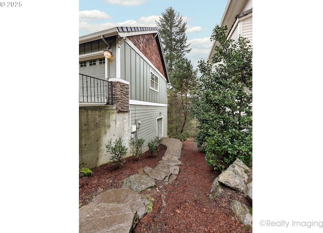 view of home's exterior with a garage