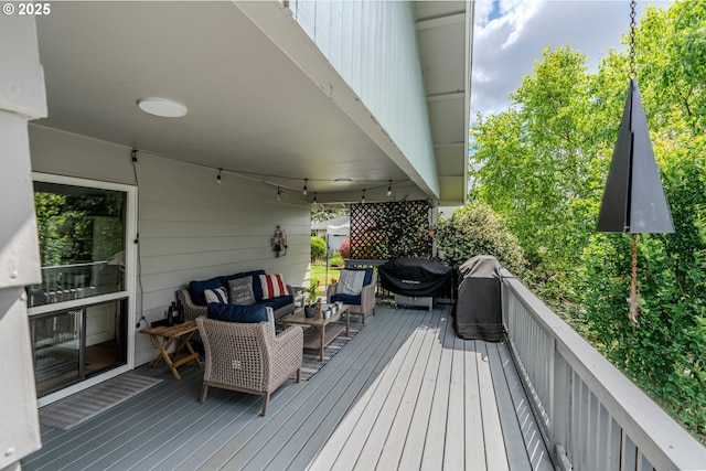 12520 SW Prince Albert St, King City, OR 97224 - deck with an outdoor living space and a grill