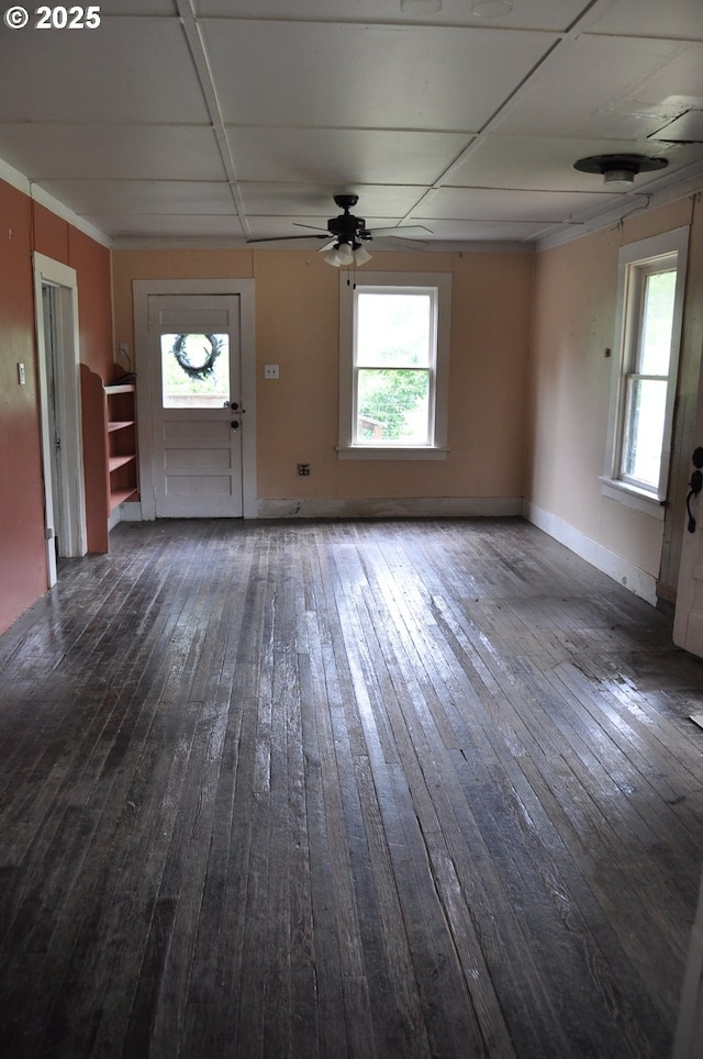 87624 Territorial Rd, Veneta, OR 97487 - unfurnished living room with hardwood / wood-style flooring, a ceiling fan, and baseboards