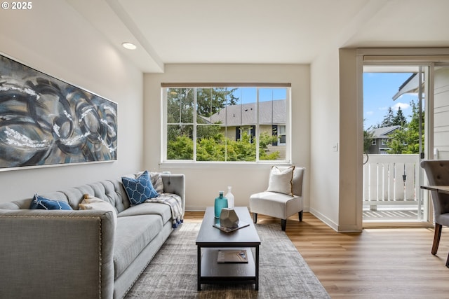 8329 SW 24th Ave, Portland, OR 97219 - sitting room with wood finished floors, recessed lighting, and baseboards