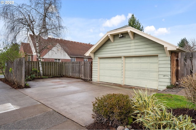 garage featuring fence