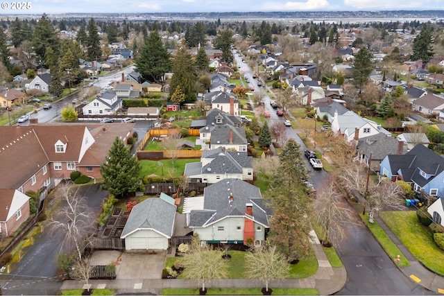 birds eye view of property with a residential view