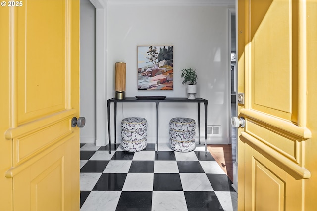 foyer entrance with dark floors