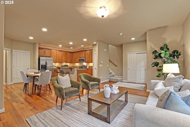 living room featuring light hardwood / wood-style floors