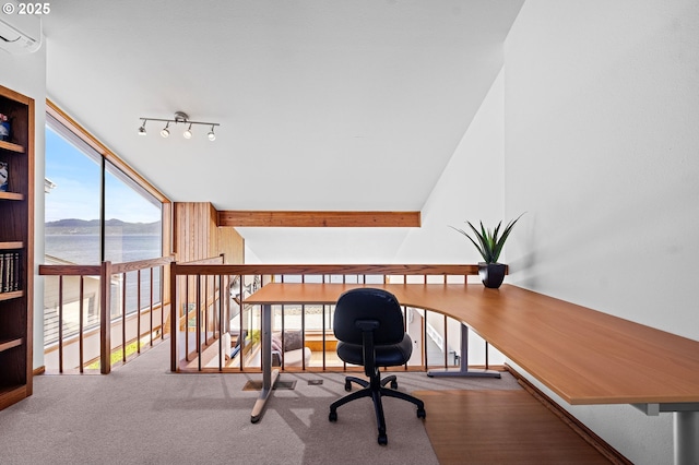 765 5th Ave Unit 5, Hammond, OR 97121 - office area featuring a water view, a wall unit AC, and beam ceiling