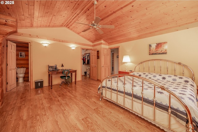 35919 NE 25th Cir, Washougal, WA 98671 - bedroom featuring wooden ceiling, lofted ceiling, wood finished floors, a walk in closet, and a closet