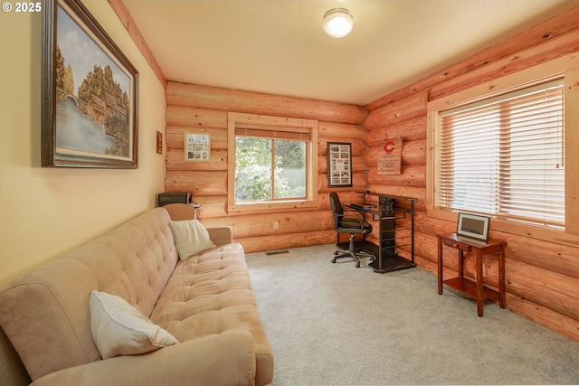 35919 NE 25th Cir, Washougal, WA 98671 - carpeted home office featuring log walls
