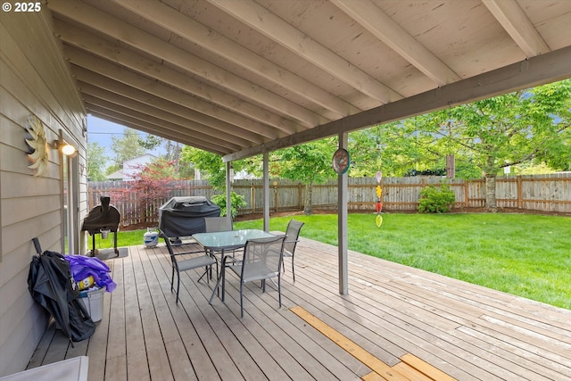 14644 SE Sterling Ct, Clackamas, OR 97015 - wooden deck with outdoor dining space and grilling area