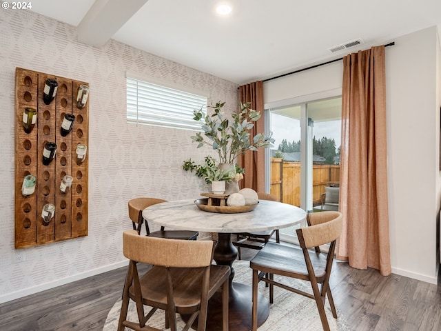 5409 NE 66th Pl, Vancouver, WA 98661 - dining room featuring wallpapered walls and dark wood-style floors