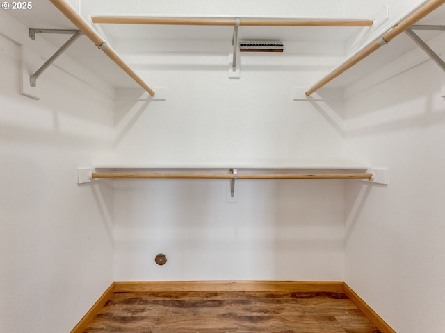 walk in closet featuring wood-type flooring