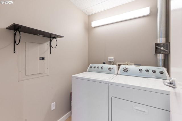 1930 S River Dr Unit W504, Portland, OR 97201 - laundry area with washer and dryer, electric panel, and baseboards