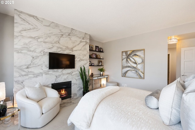 bedroom with a fireplace
