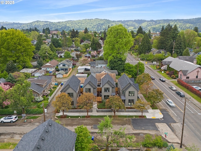 bird's eye view with a mountain view and a residential view