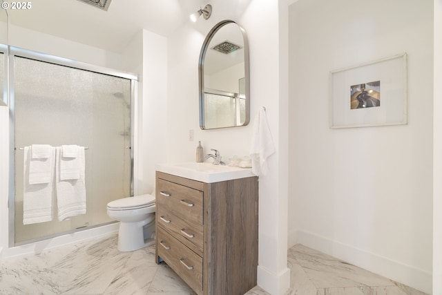 1368 Boca Ratan Dr, Lake Oswego, OR 97034 - full bath featuring marble look tile flooring, vanity, and a stall shower