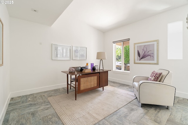 1368 Boca Ratan Dr, Lake Oswego, OR 97034 - office area featuring baseboards and vaulted ceiling
