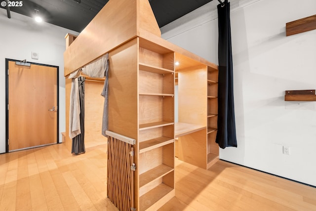 spacious closet featuring light hardwood / wood-style flooring