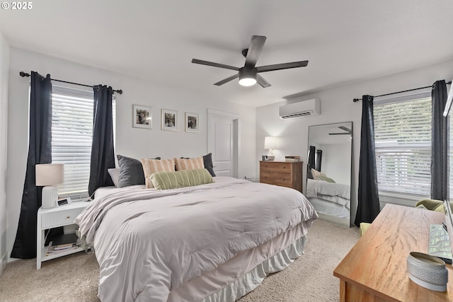 1410 NW Keasey St, Roseburg, OR 97471 - bedroom featuring a wall unit AC, light colored carpet, and ceiling fan