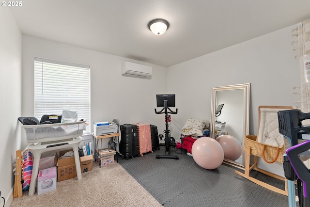 1410 NW Keasey St, Roseburg, OR 97471 - workout room featuring a wall mounted air conditioner and carpet