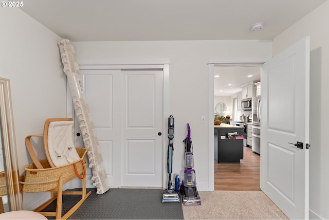 1410 NW Keasey St, Roseburg, OR 97471 - workout room featuring light colored carpet and recessed lighting