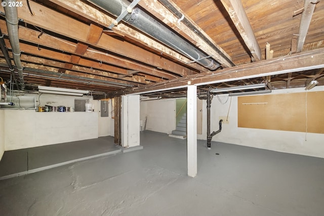 7228 N Villard Ave, Portland, OR 97217 - unfinished below grade area with stairs and electric panel