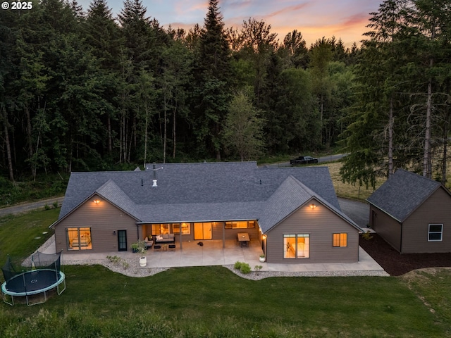 215 Cowlitz Vista Rd, Toledo, WA 98591 - back of house with a patio area, a yard, roof with shingles, and concrete driveway