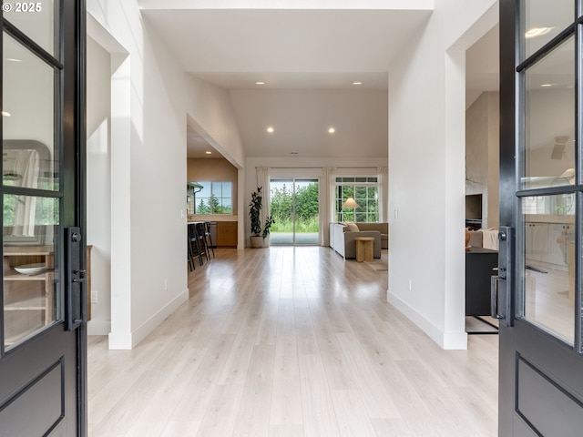 215 Cowlitz Vista Rd, Toledo, WA 98591 - foyer entrance featuring light wood finished floors, recessed lighting, and lofted ceiling