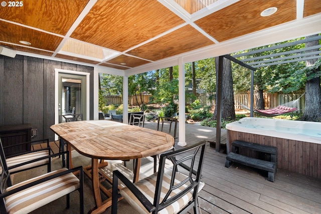 3435 Lake Grove Ave, Lake Oswego, OR 97035 - sunroom with a jacuzzi, outdoor dining space, and healthy amount of natural light