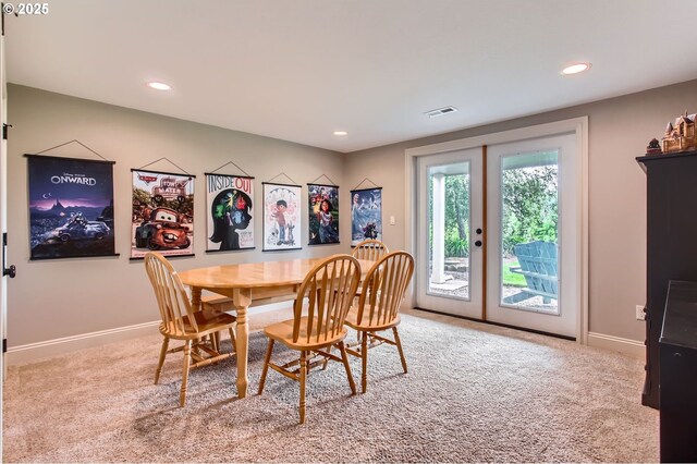 10588 Crosby Rd NE, Woodburn, OR 97071 - carpeted dining room featuring baseboards, recessed lighting, and french doors