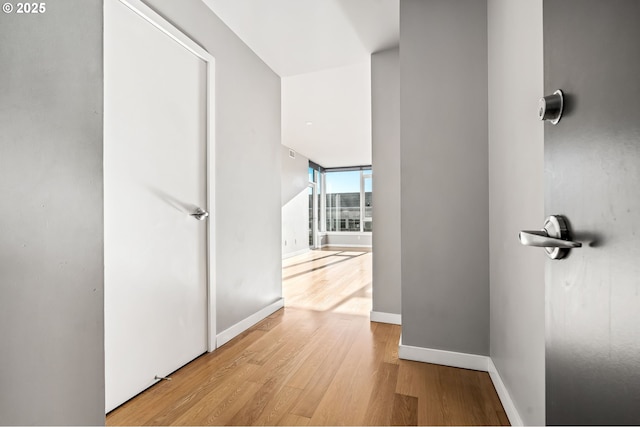 hallway with light hardwood / wood-style flooring