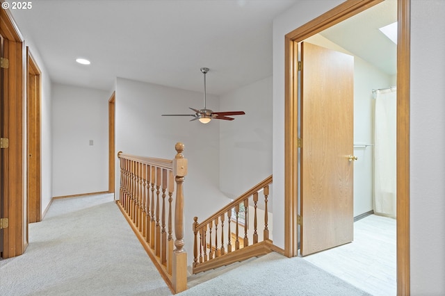 14100 SE 20th St, Vancouver, WA 98683 - corridor with an upstairs landing, carpet flooring, recessed lighting, and baseboards