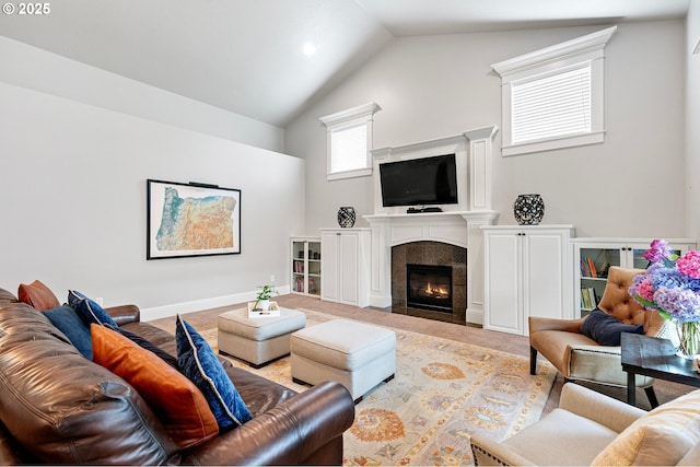 1622 Provincial Way, Eugene, OR 97401 - living area featuring high vaulted ceiling and a tiled fireplace