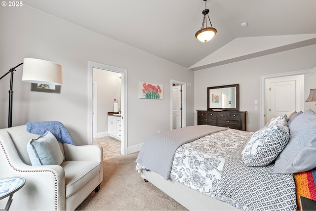 1622 Provincial Way, Eugene, OR 97401 - bedroom with light colored carpet, lofted ceiling, and ensuite bath