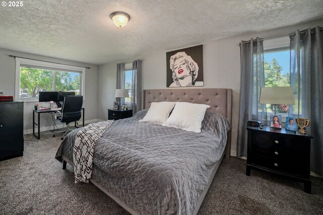 1552 59th Ave SE, Salem, OR 97317 - carpeted bedroom with a textured ceiling, an office area, and baseboards