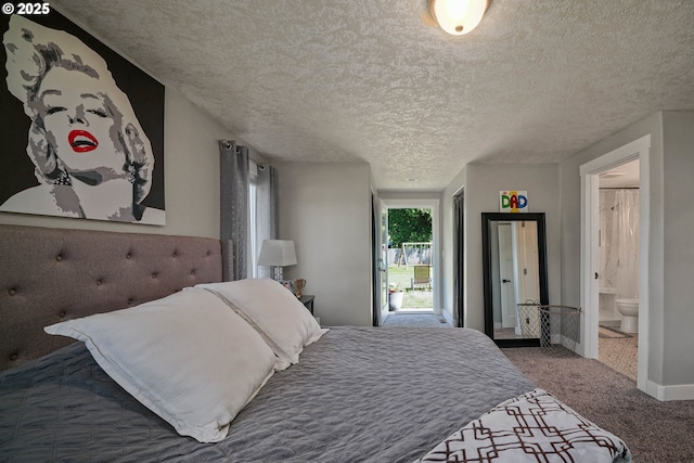 1552 59th Ave SE, Salem, OR 97317 - bedroom featuring carpet flooring, a textured ceiling, and connected bathroom