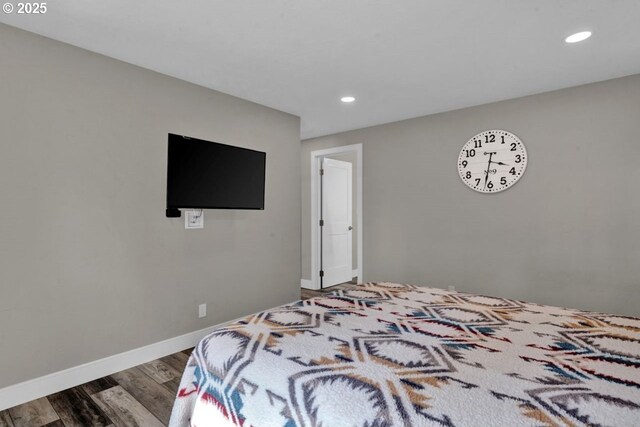 2034 45th St, Florence, OR 97439 - bedroom with baseboards, wood finished floors, and recessed lighting