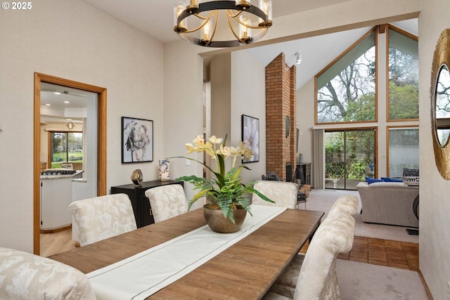 863 Fairway View Dr, Eugene, OR 97401 - dining room with a chandelier and a high ceiling