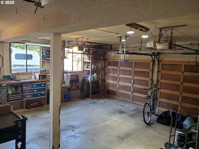 garage with a garage door opener